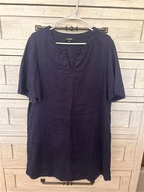Lord & Taylor Indigo Split-Neck Tunic